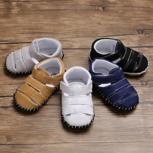 

summer baby boys breathable anti-slip hollow design sandals toddler soft soled shoes, Black;red