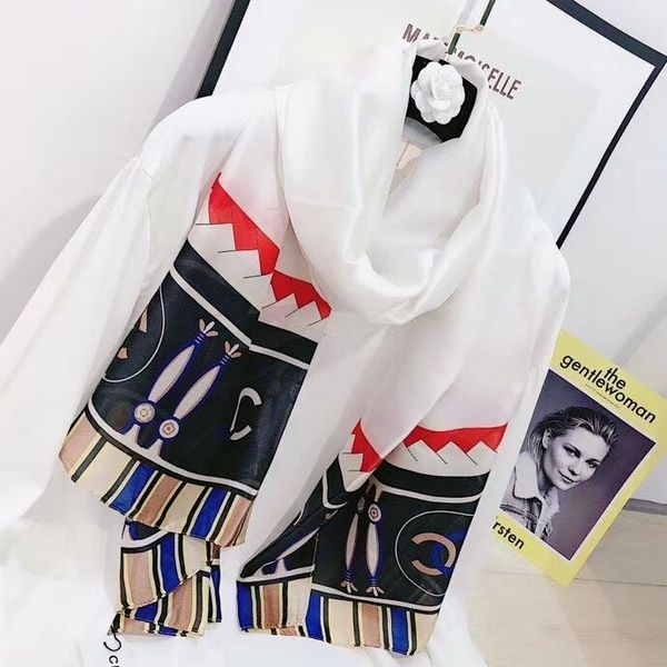 

2019 fashion autumn and winter brand silk scarves timeless classic, super long shawl fashion women's soft silk scarves001, Blue;gray