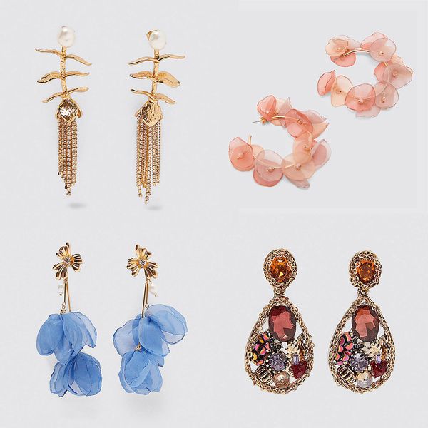 

lady za 2019 new shell metal maxi vintage drop dangle earrings for women trendy pendant earring wholesale wedding jewelry, Silver