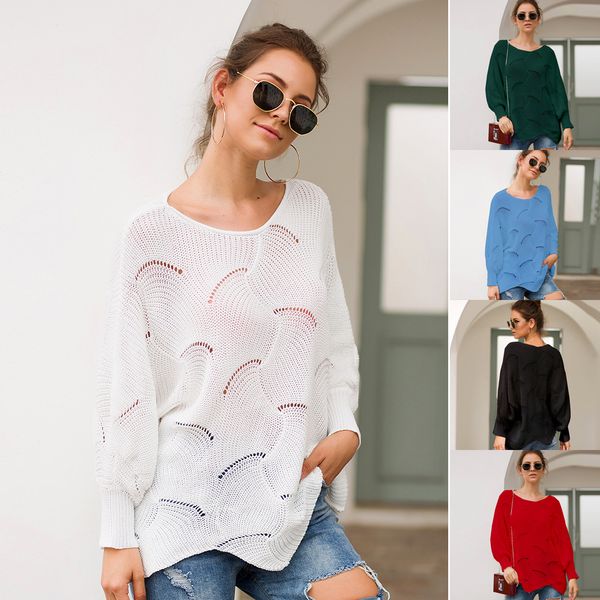 

design long sweaters - a new autumn/winter 2019 collection of loose, irregular knit sweaters with round necks for women, White;black