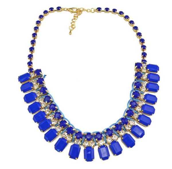 

idealway новое прибытие европейский стиль позолоченные флуоресцентные цвета смолы rhinestone choker хлеб ожерелье, Golden;silver