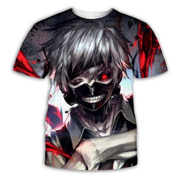 

2020 fashion men s luxury mens designer t shirts t shirt tshirt tokyo ghoul 3d printed short sleeve t-shirt mens clothes clothing tee shirt, White;black
