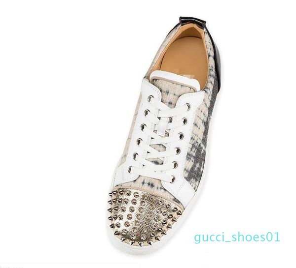 

blue veau velours men low cut red bottom sneakers junior spikes orlato leopard-printed silver spikes couple's casual walking skateboar, Black