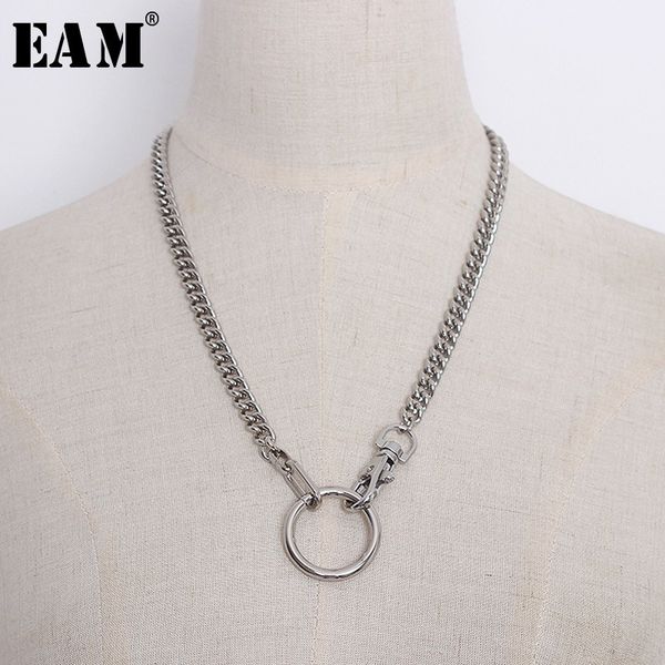 

eam] 2019 new summer spring circularity temperament all-match tide necklace women clavicular chain necklace fashion tide jg65, Silver