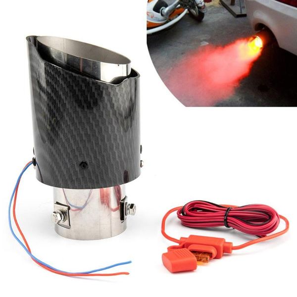 

universal car muffler exhaust tip pipe valve cutout trim car nozzle for accessories tail throat led light carbon fiber