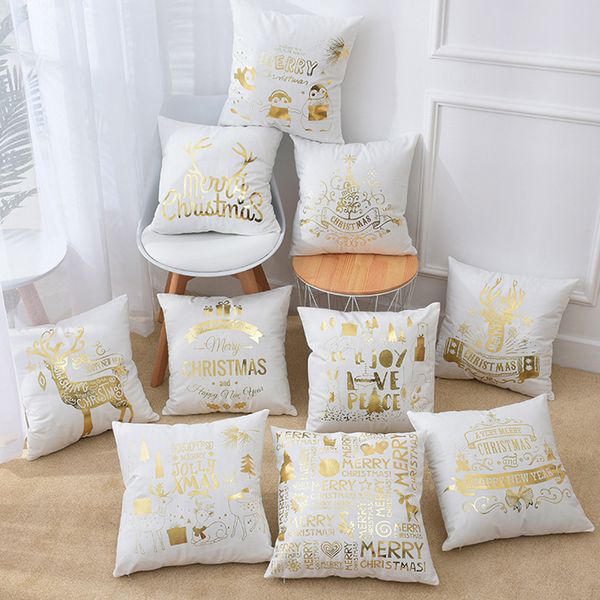 

soft cushion bronzing cushion cover gold printed christmas pillow cover decorative pillow case sofa seat car pillowcase