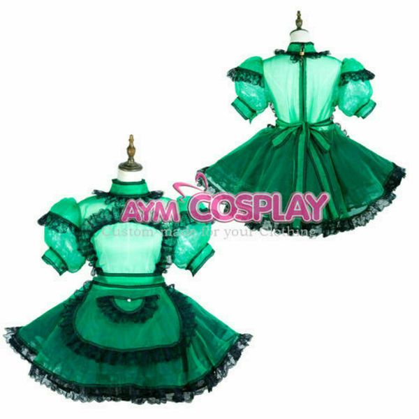 

lockable green transparent girly maid dress, Black;red