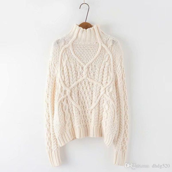 

2019 spring new pattern wind three-dimensional a rope knitting unlined upper garment solid color joker sweater, White;black