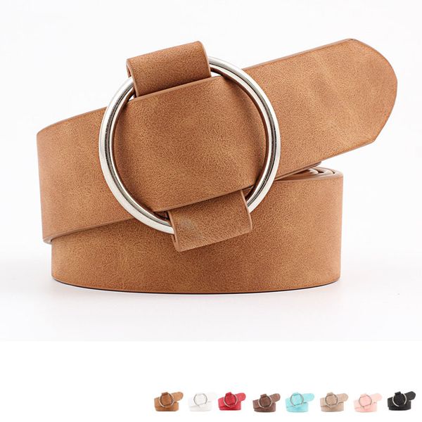 

2019 new fashion womens designer round casual ladies belts for jeans modeling belts without buckles leather belt cinturon mujer, Black;brown