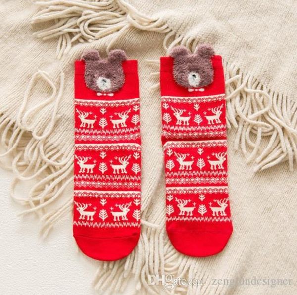 

christmas print women fashion designer socks featival style winter cute female clothing red color casual apparel, Black;white