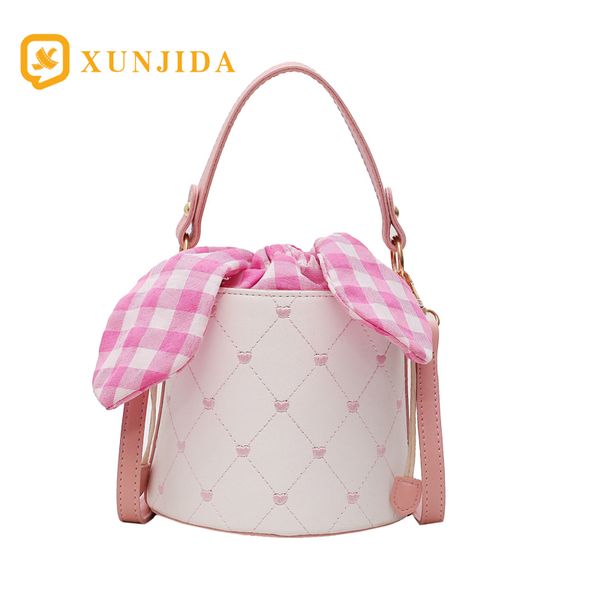 

xunjida women's fashion small bow bucket bags messenger bags shouder bag cute string crossbody tote bag diamond lattice handbag