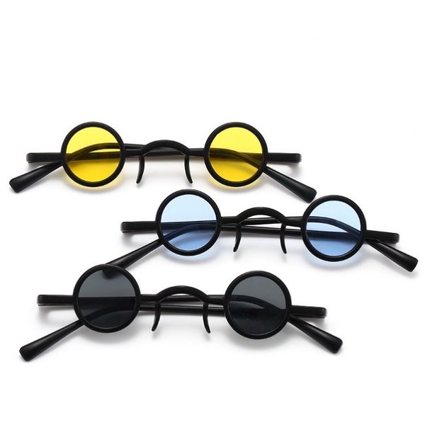 

small hip hop steampunk sunglasses retro plastic round frame sun glasses for women and men 10 colors wholesale, White;black