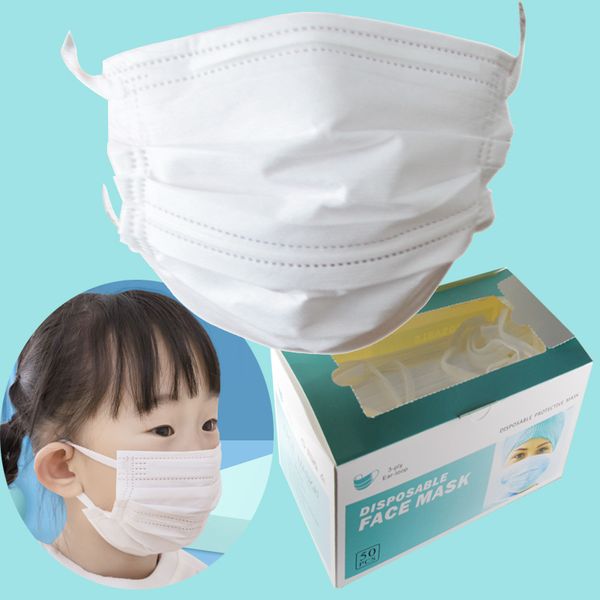 

белая антипылевая одноразовая маска для лица для детей дети мальчик девочка 4-15 лет 3-слойные pm2.5 дышащие детские маски для лица