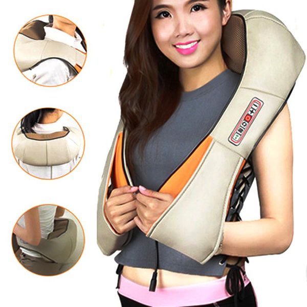 

home auto u shape electric shiatsu neck shoulder body massager infrared heated kneading car home dual-use infrared cervical massage