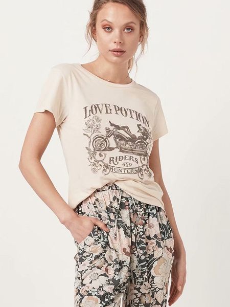 

classic cartoon motorcycle lady print t-shirt 2019 summer women o-neck khaki tees short sleeve casual female, White
