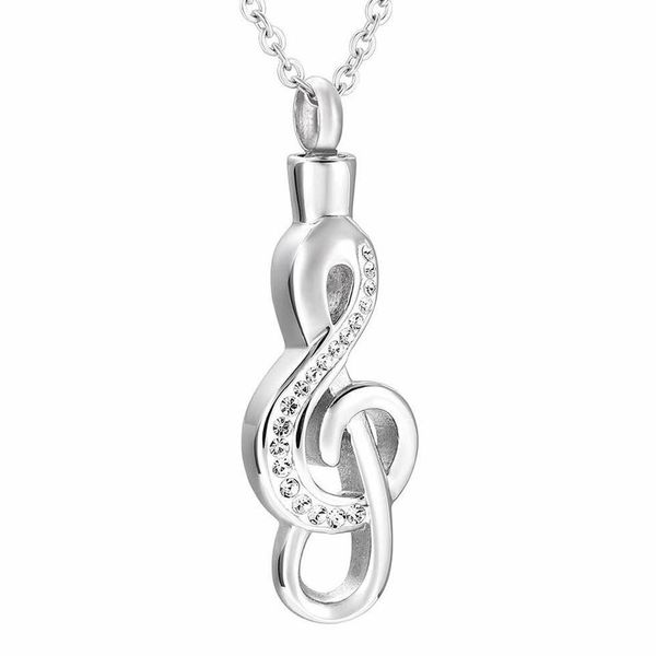 

music note urn pendant necklace ash memorial keepsake stainless steel cremation jewelry, Silver