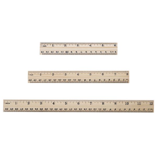 

3pcs wooden ruler 15cm 20cm 30cm double sided metric rule precision measuring tool learning student school sewing accessories, Black