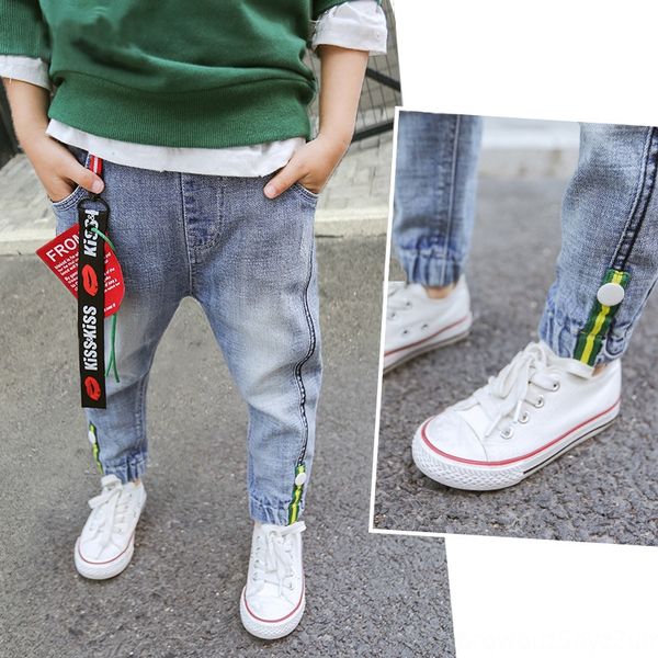 

men's pants autumn 2020 children's small and jeans feet pants thin loose jeans fashion, Blue