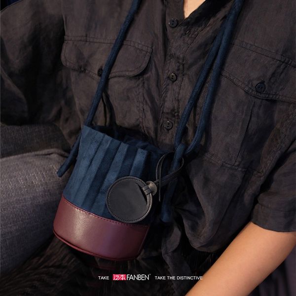 

lady casual fold bucket bags women pleated shoulder bag polyester shopping tote crossbody bag female handbags