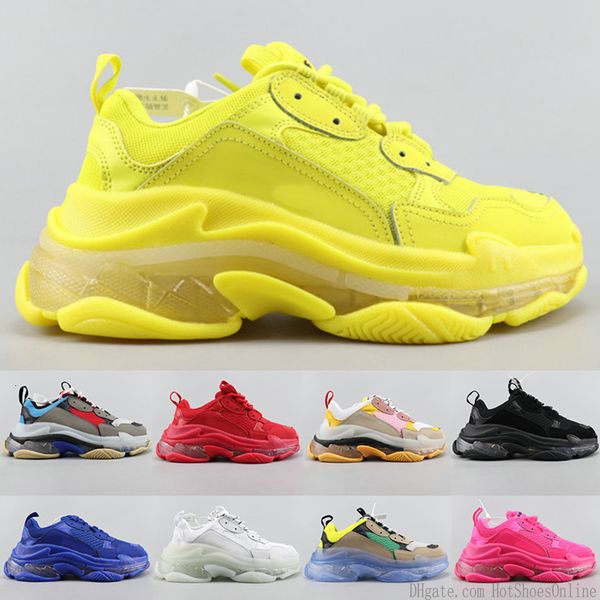 

designer triple s designer casual shoes paris 17fw sneaker clear bubble midsole triple black mens womens fashion size 36-45