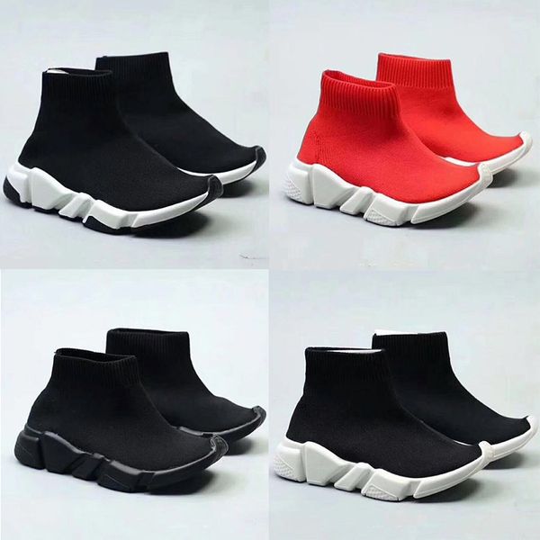 

fashion brand kids speed trainer sock shoes toddler boys girls youth socks boots sneakers triple black red kid children designer shoes 24-35