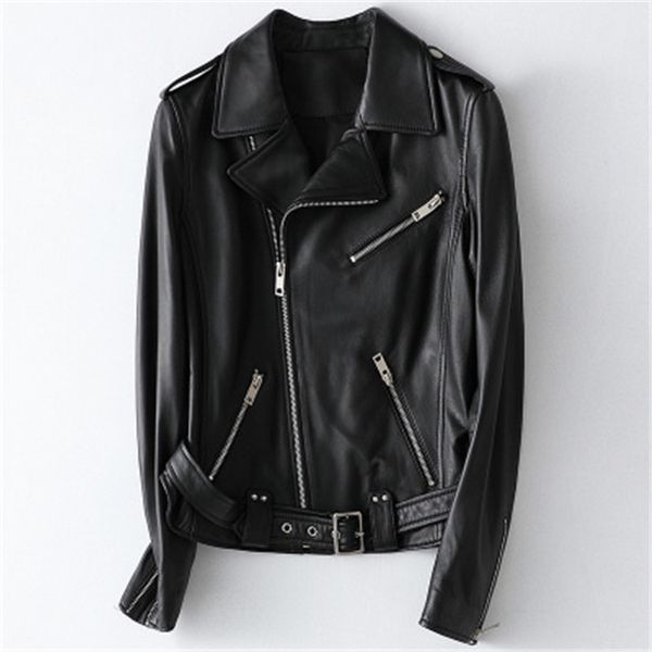 

2020 женщины весна подлинная real овцы кожаные куртки h63, Black