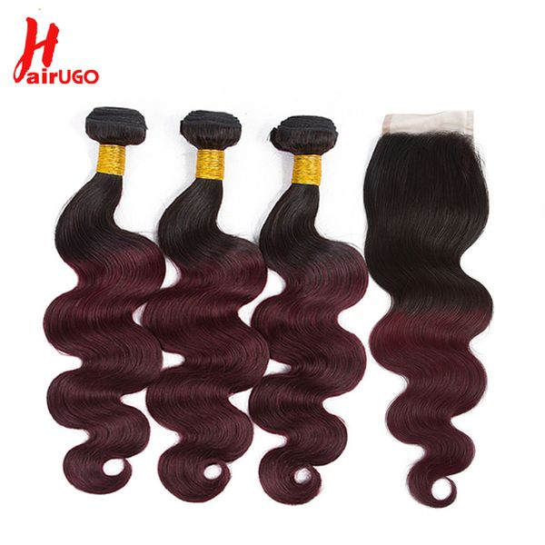 2019 Hairugo Brazilian Body Wave Hair Weave Bundles With Closure
