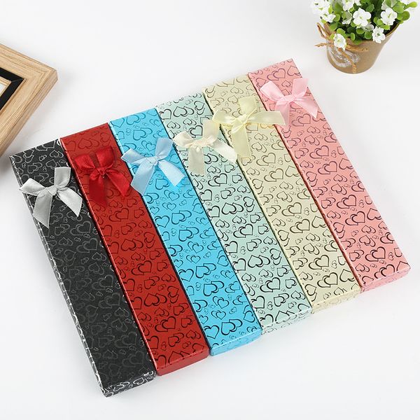 

12 шт. ожерелье дисплей упаковочные коробки сердце печать ювелирных изделий организатор бумажная коробка с лентой бабочка для ювелирных изде, Pink;blue