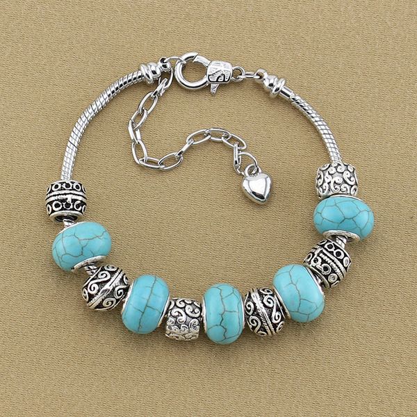 

2019 brand fashion luxury for pandora blue coloured glaze bracelet women charm diy purple beads bracelet, Black