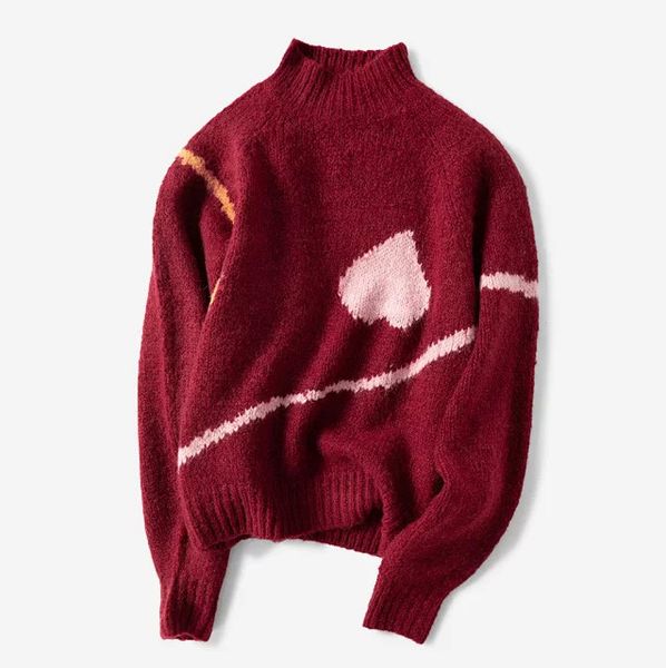 

осень зима женщины геометрическая линия и сердца трикотажные свитера леди с длинным рукавом трикотаж вскользь вязаная пуловер новый, White;black