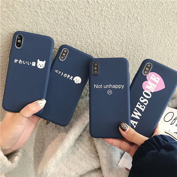 

cartoon blue cell phone case japanese style for iphone xr 6 7 8 x plus xs max frosted tpu soft phone cases