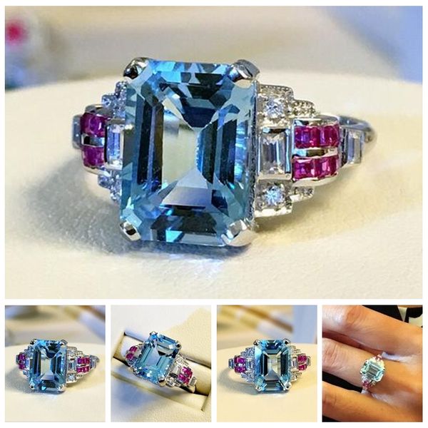 

classic square geometric wedding ring for women anillos love rings ringen voor vrouwen, Slivery;golden