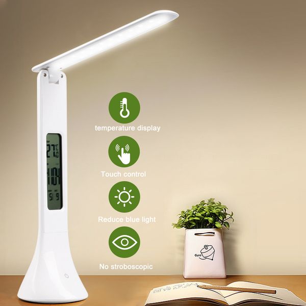 

dimmable desk study reading light foldable rotatable touch switch led table lamp usb charger eye protected night lamp