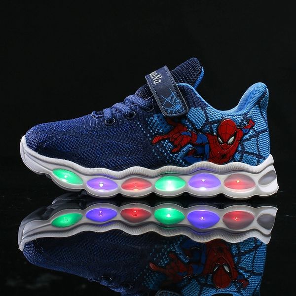 

risrich kids led glowing light up tennis shoes for toddler baby bot girl children spiderman luminous sneakers kids boys shoes t200604, Black;red