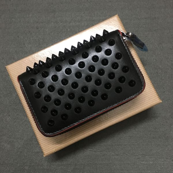 

women men designer credit card holder classic genuine leather purse folded notes receipts bag wallet purse distribution box, Red;black