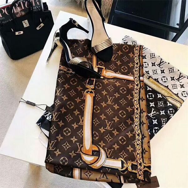 

Fashion women spring summer and autumn silk scarves luxury brand monogram flower design scarf shawl size 180*90
