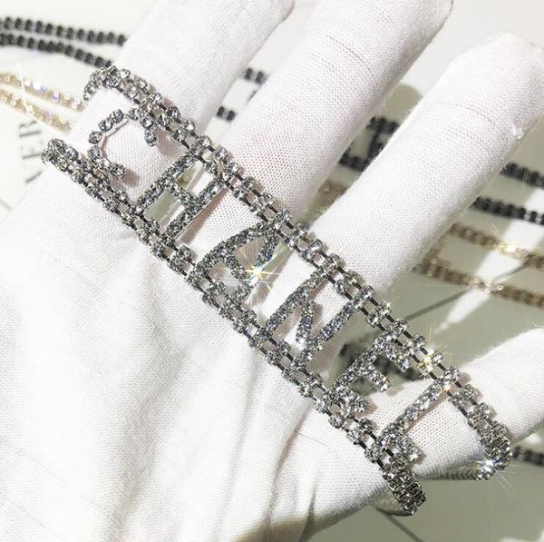 

Fa hion de igner choker necklace bracelet with cry tal brand letter tyle cz diamond women necklace bracelet jewelry ilver gold color