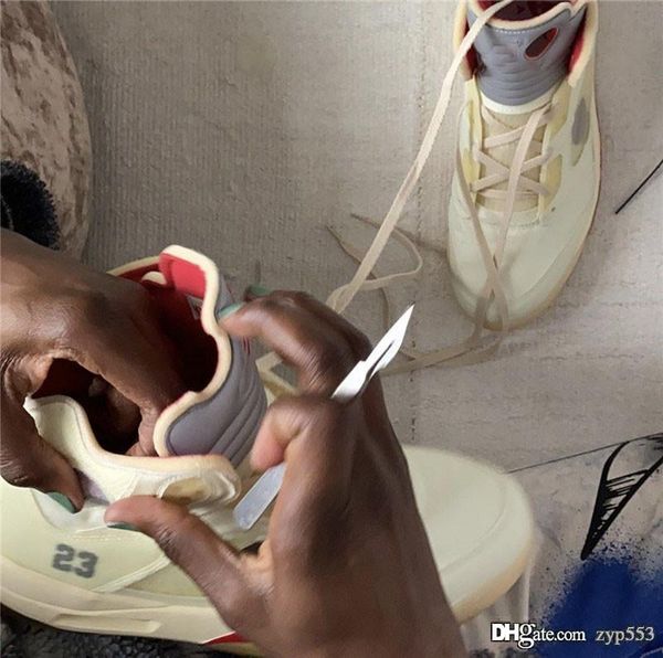 

2020 authentic off air 5 white 5s retro sail red silver 3m reflective 23 basketball shoes men sneakers ct8480-100 with original box, Black