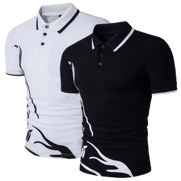 

summer new polo shirt men short-sleeved casual slim solid color polo shirt shrink-proof quick-drying outdoor leisure polo shirt, White;black