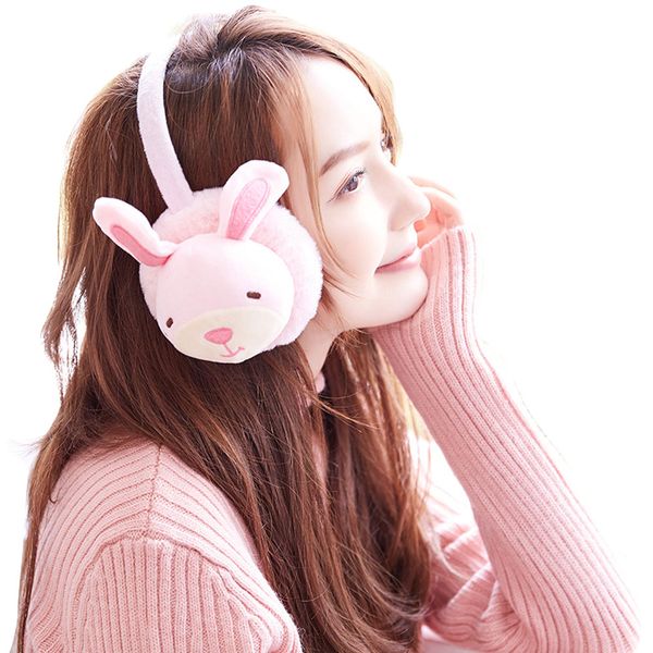 

1pcs women girls winter earmuffs plush ear warmers ear cover wrap cartoon /pig, Blue;gray