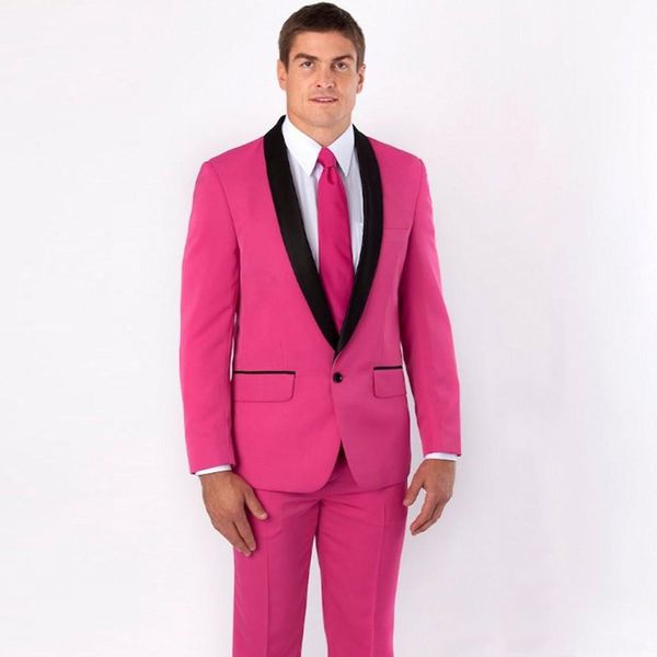 

pink groom tuxedos smoking jacket men suits for wedding man suits blazers 2piece(coat+pants)black shawl lapel slim fit terno masculino, Black;gray