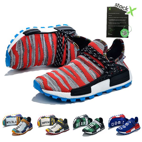 

2020 wholesale hu human race nmd mens women running shoes red black green blue trainer solar pack sport sneakers 36-47
