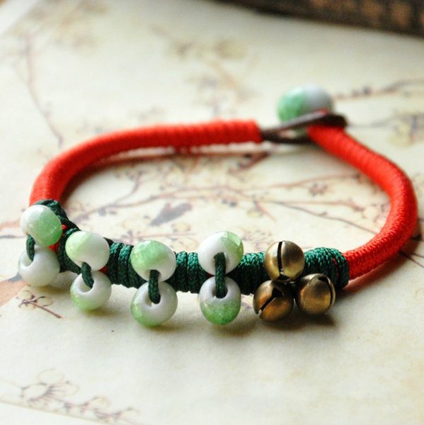 

fashion charm ceramics muticolor round beads ethnic style bracelet original design bangle hand knitted amulet jewelry gifts, Golden;silver