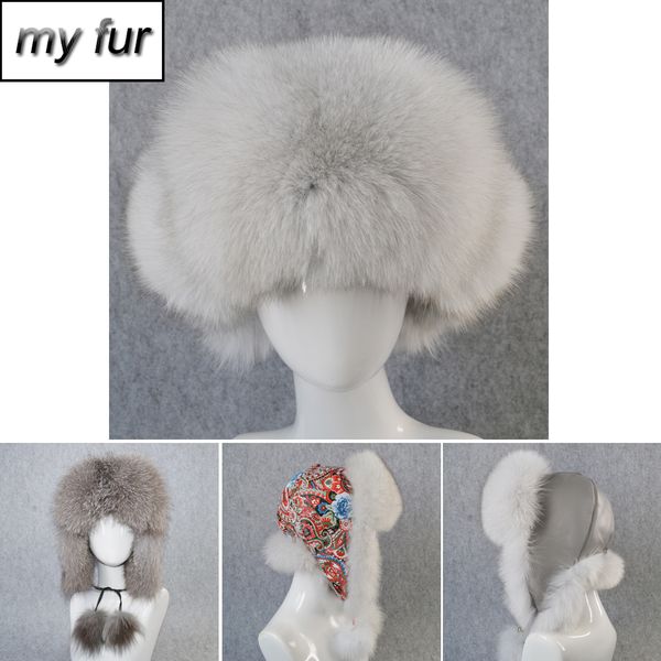 

2019 women real fur bomber hat natural real raccoon fur ushanka hats girls thick warm sheepkin leather cap, Blue;gray