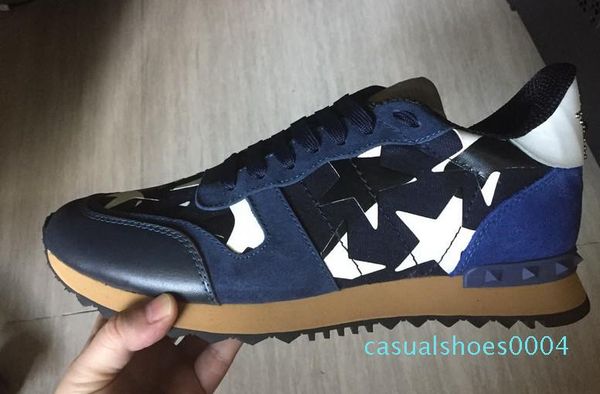 

2019 new luxury designer rock stud sneaker shoes women and mens casual shoes rock runner trainer party wedding shoes 35-46 c04, Black