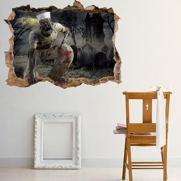 

retail 6 styles kids halloween zombie creative wall stickers children room removable home decor wall art sticker wallpapers decorative