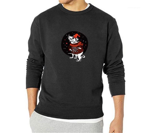

street style casual cloth mens long sleeve tshirt fashion mouse print slim spring and autumn, Black