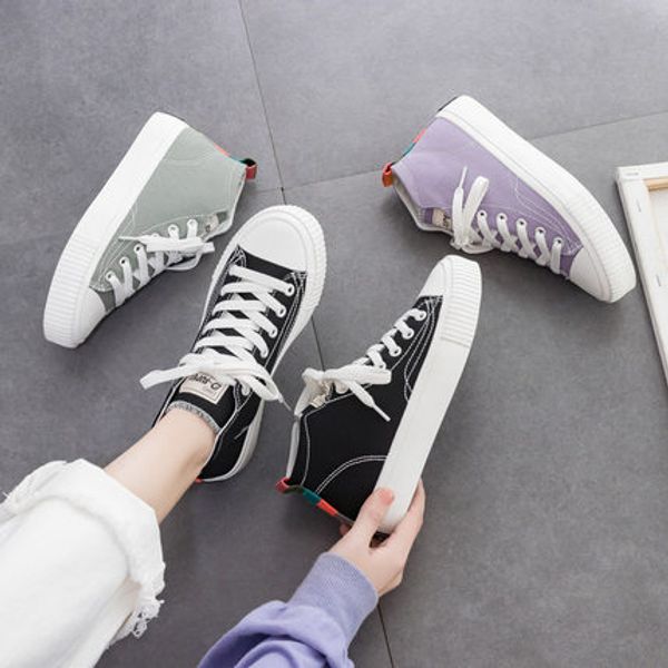 

fairy star dai purple high-canvas shoes women's shoes spring 2020 new hong kong style ins street shooting tide, Black