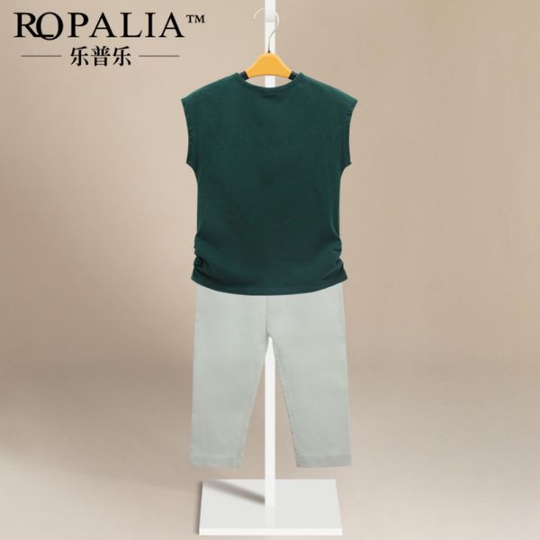 

2020 new dark green sleeveless + white pants girls suit