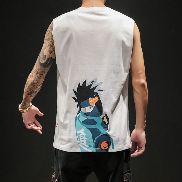 

2019 new fashion 3d printing men' cartoon print casual tank custom-made hip hop sleeveless street punk designer tanks, White;black